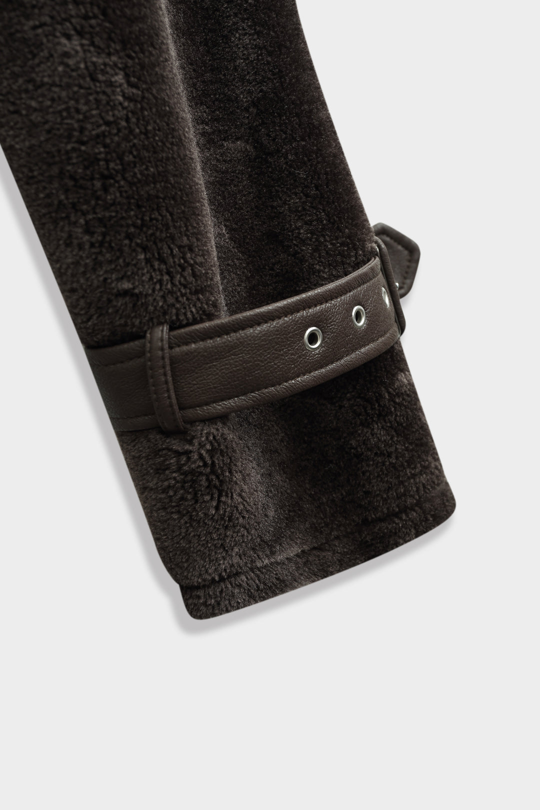 Manteau moumoute cuir CV2193 choco
