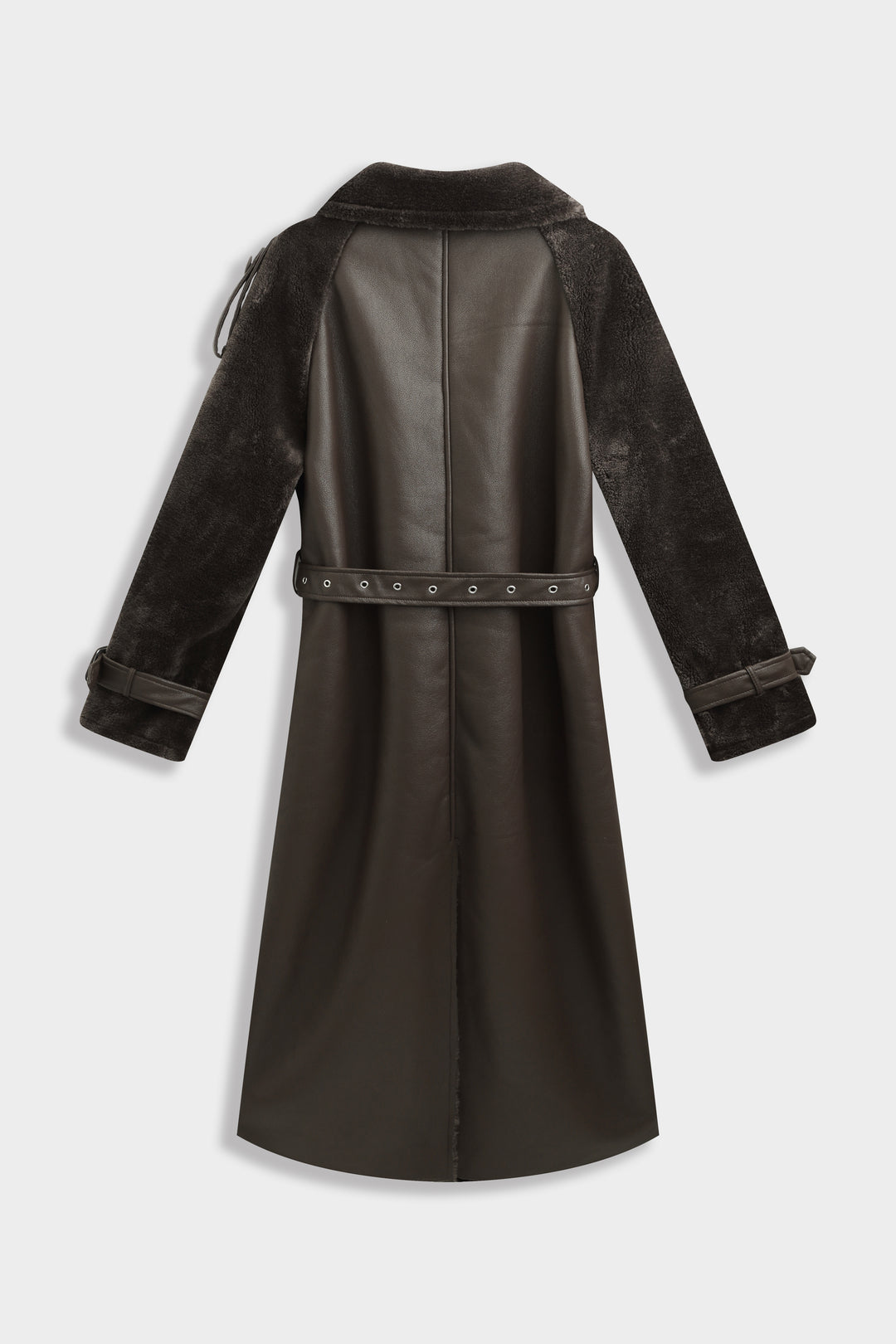 Manteau moumoute cuir CV2193 choco