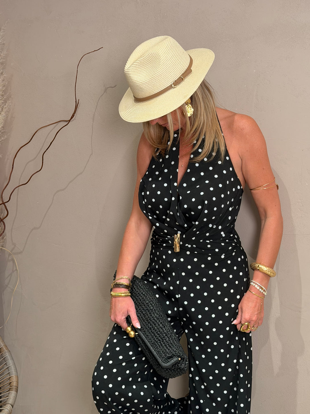 Combinaison à pois Noir M7567