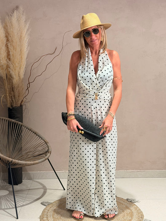 Combinaison à pois Ecru M7567