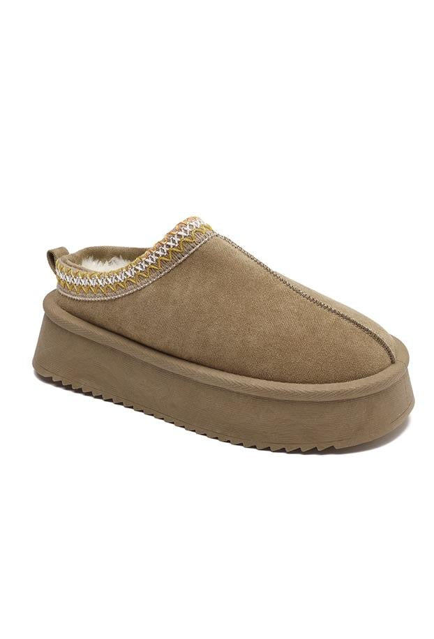 Mules taupe plateforme pu-10