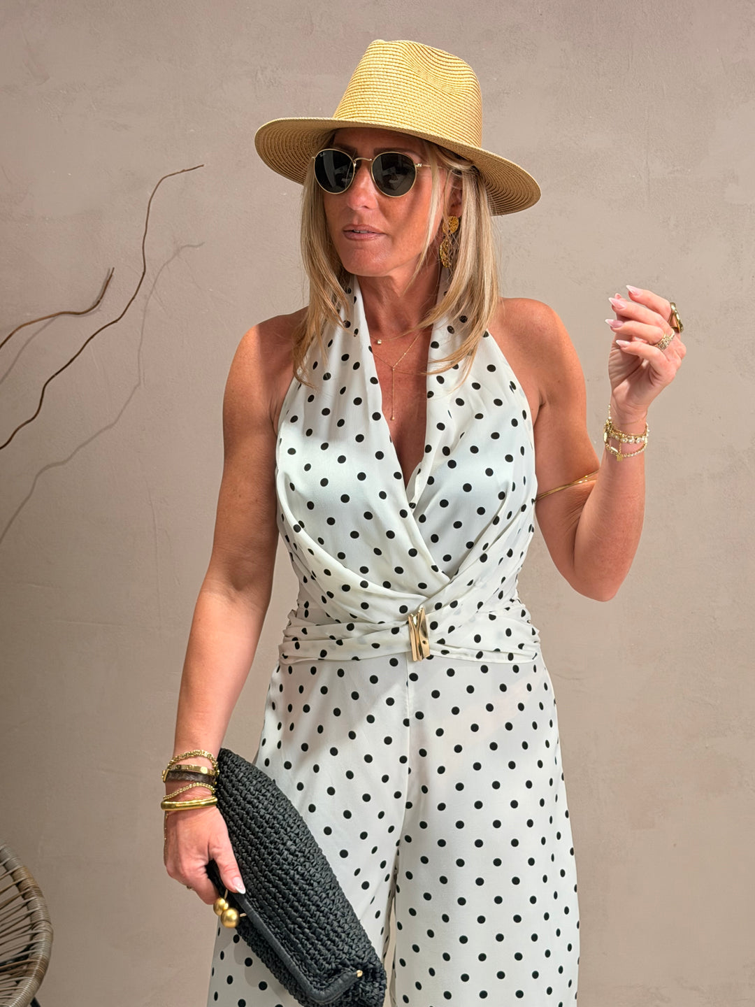 Combinaison à pois Ecru M7567