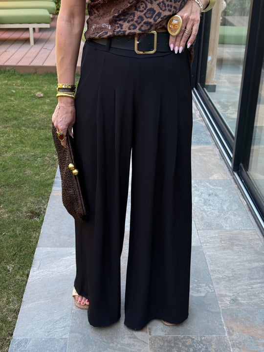 Pantalon palazzo ceinture fluide 190115