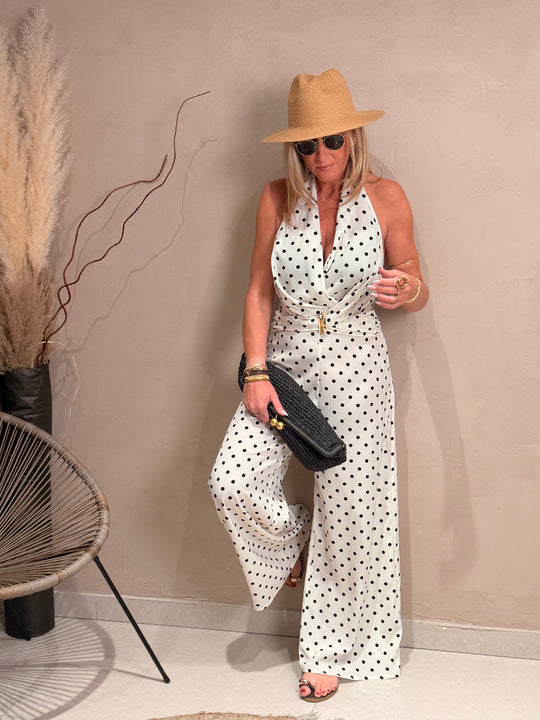 Combinaison à pois Ecru M7567