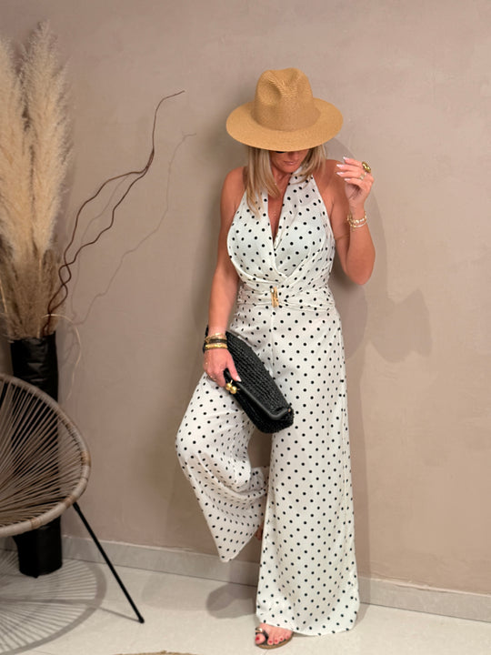 Combinaison à pois Ecru M7567