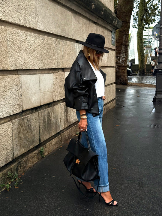 Veste similicuir grand col 8845 Noir