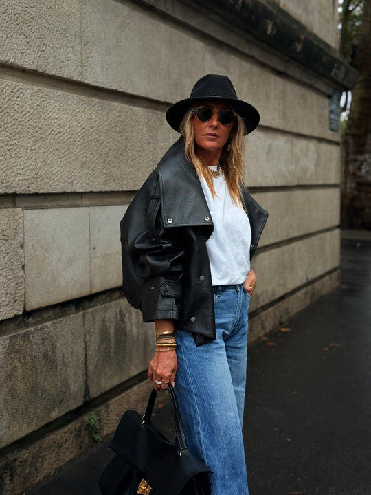 Veste similicuir grand col 8845 Noir