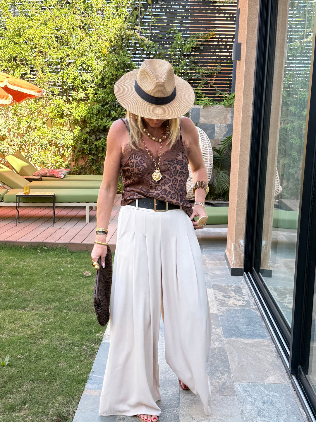 Pantalon palazzo ceinture fluide 190115