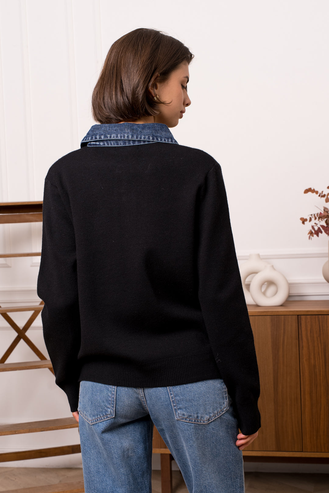 Pull Noir col jean 1720