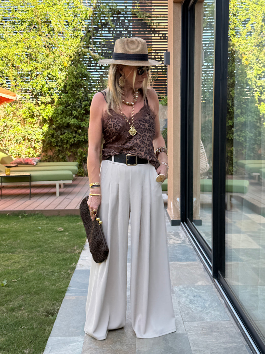 Pantalon palazzo ceinture fluide 190115