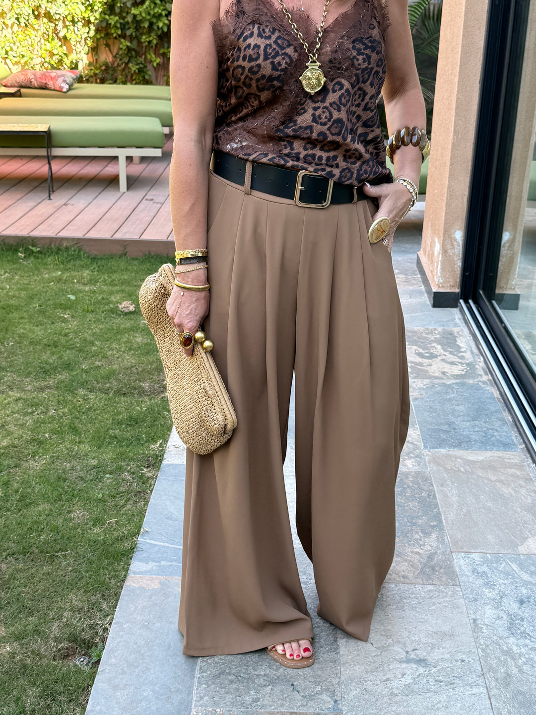 Pantalon palazzo ceinture fluide 190115