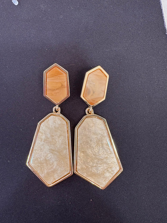 Boucles d'oreilles bi-couleur doré camel