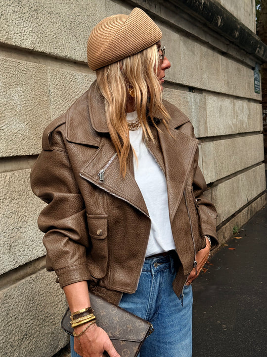 Veste similicuir Taupe 202369