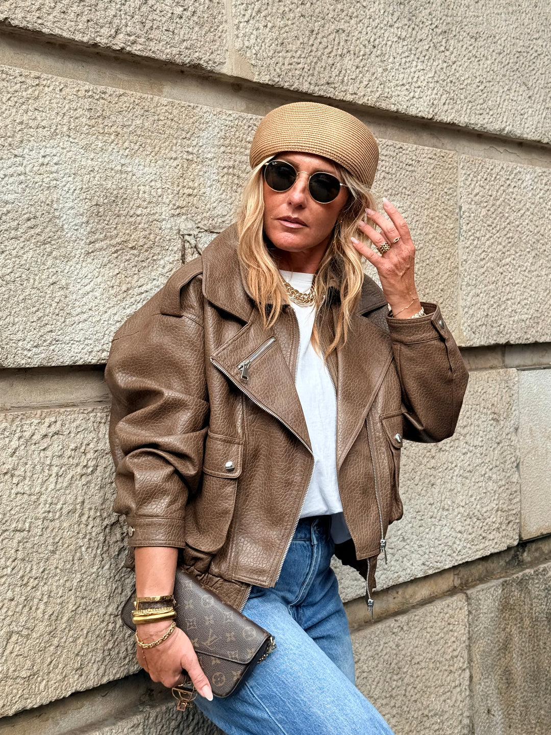 Veste similicuir Taupe 202369