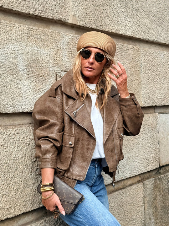 Veste similicuir Taupe 202369