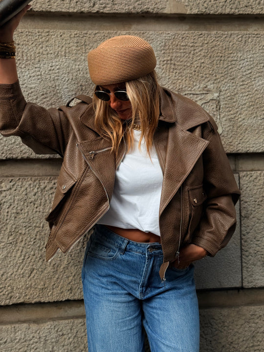 Veste similicuir Taupe 202369