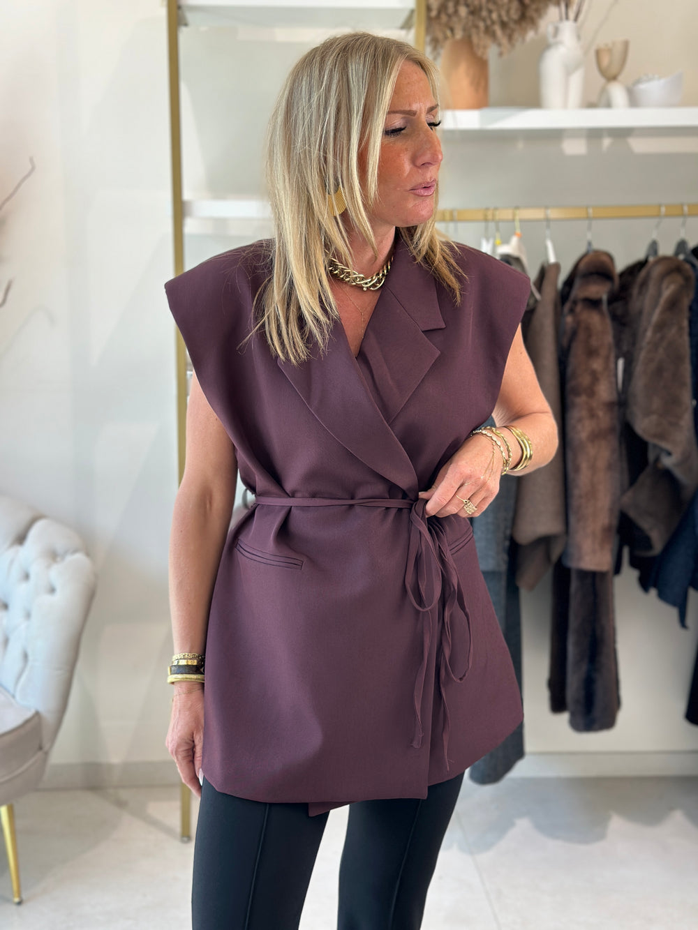 Blazer sans manches Bordeaux 25223