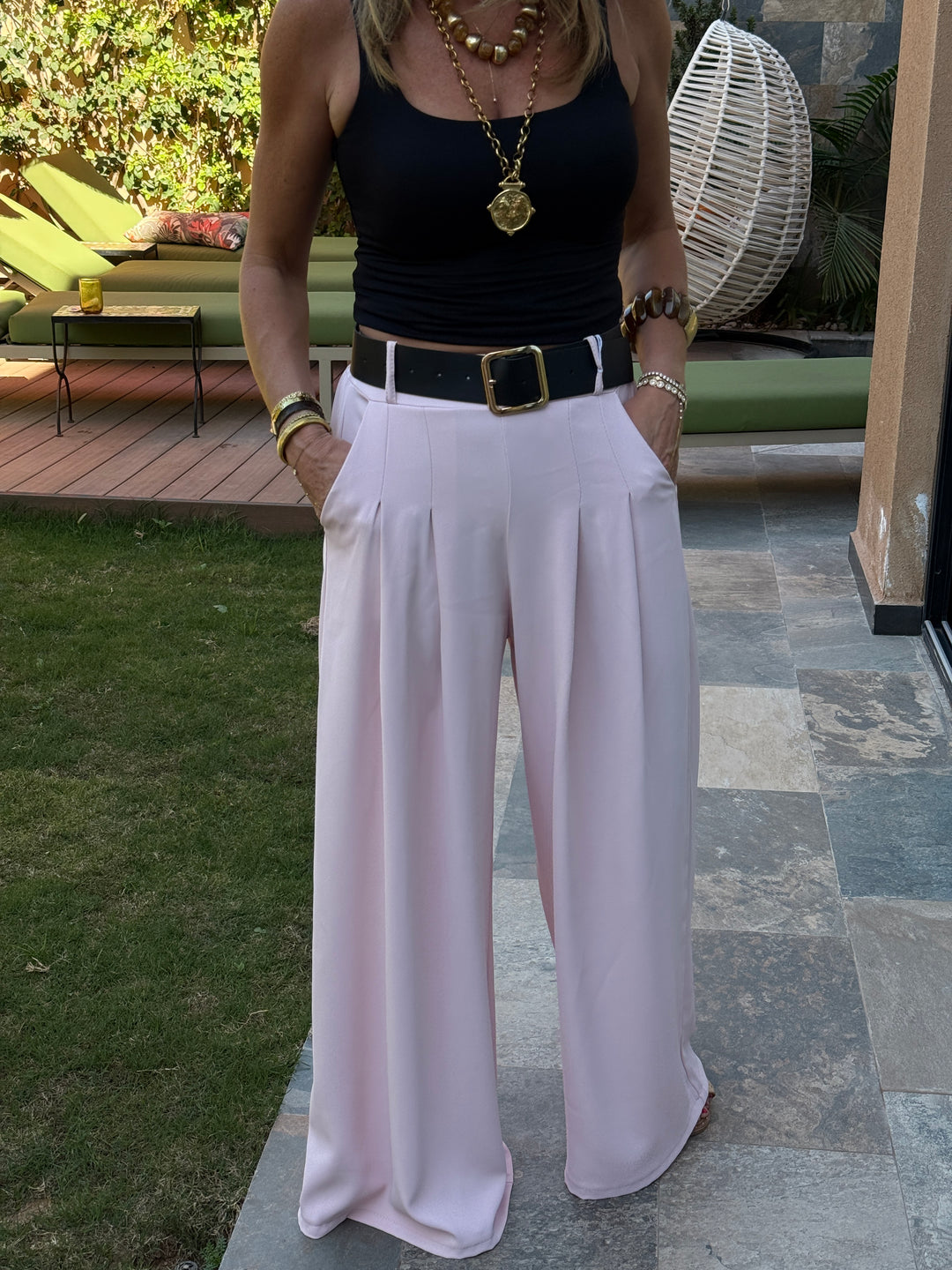 Pantalon palazzo ceinture fluide 190115