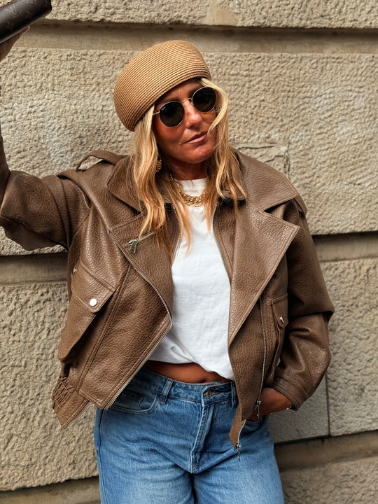 Veste similicuir Taupe 202369