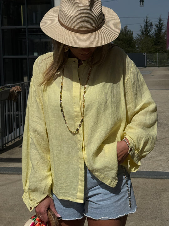 CHEMISES Simple LIN Jaune C79043