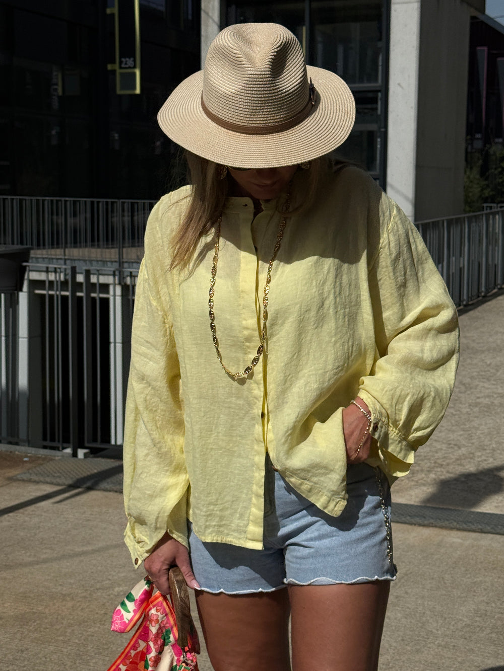 CHEMISES Simple LIN Jaune C79043