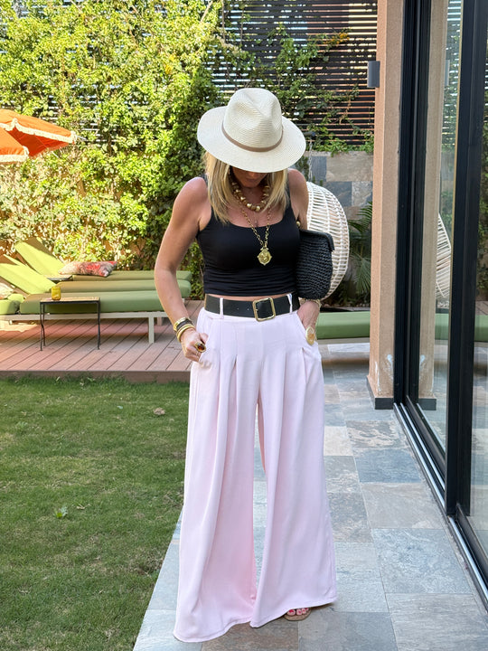 Pantalon palazzo ceinture fluide 190115