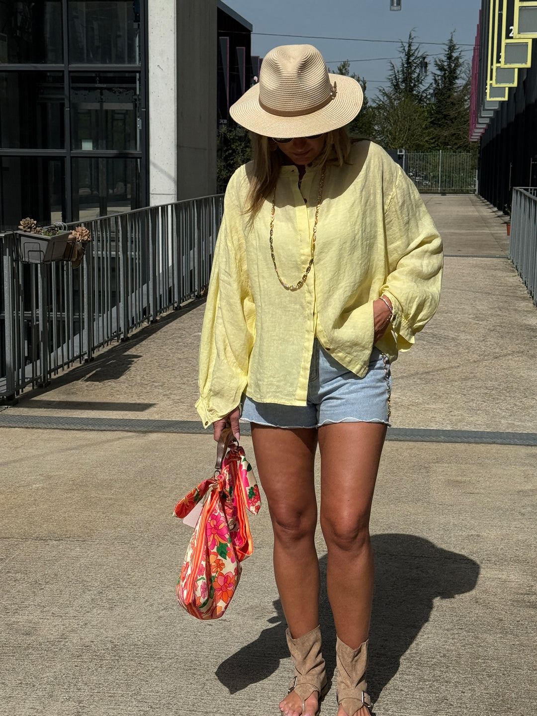CHEMISES Simple LIN Jaune C79043