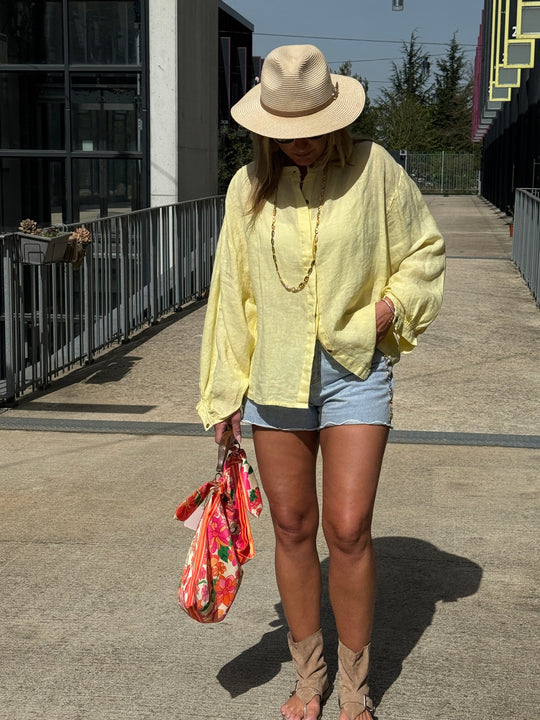 CHEMISES Simple LIN Jaune C79043