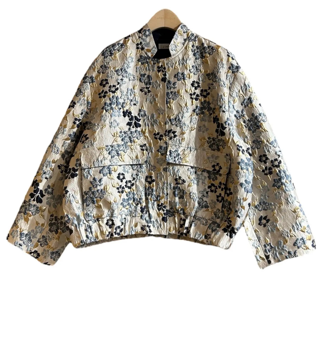 Bomber fleuri irisé Bleu