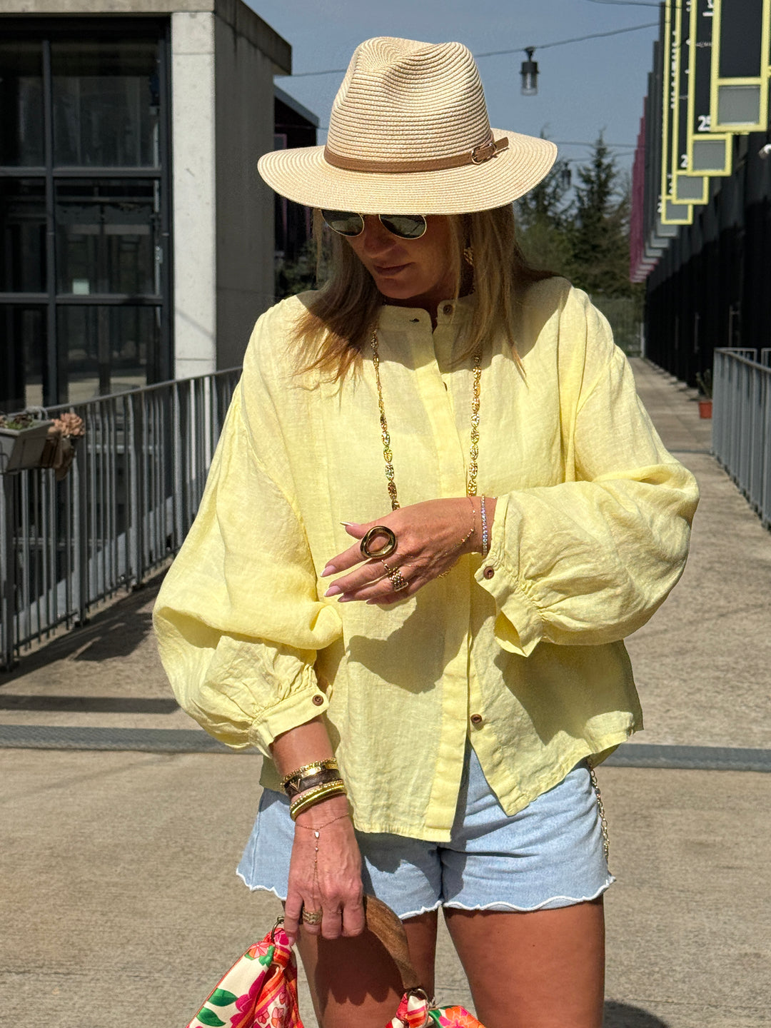 CHEMISES Simple LIN Jaune C79043