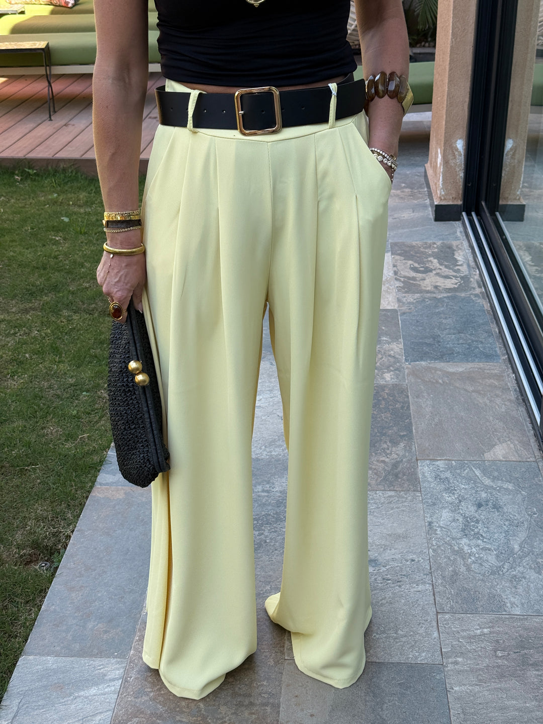 Pantalon palazzo ceinture fluide 190115