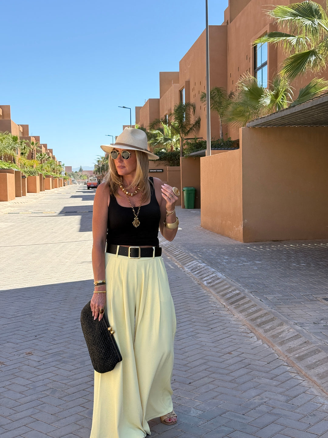 Pantalon palazzo ceinture fluide 190115