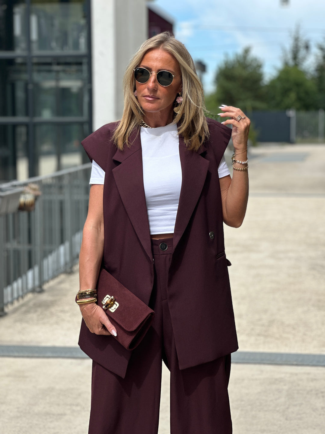 Blazer sans manches Bordeaux 25223