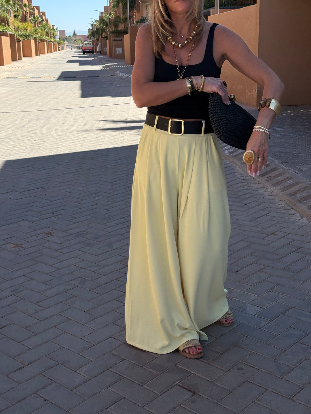 Pantalon palazzo ceinture fluide 190115