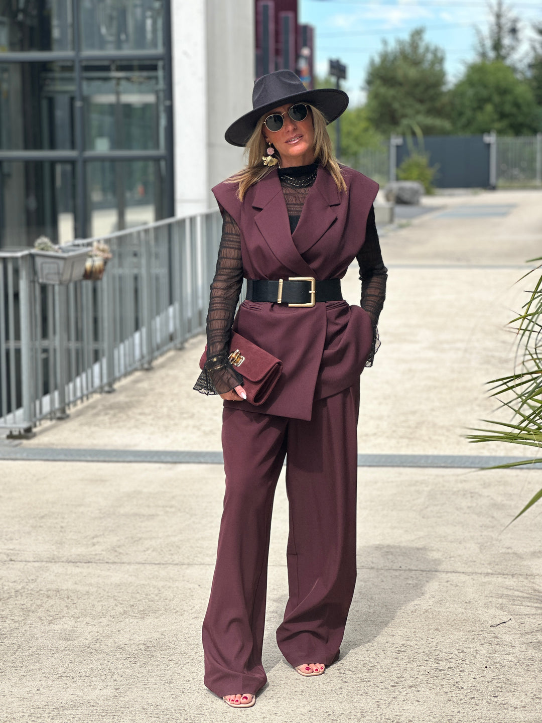 Pantalon pinces julia BORDEAUX 24737