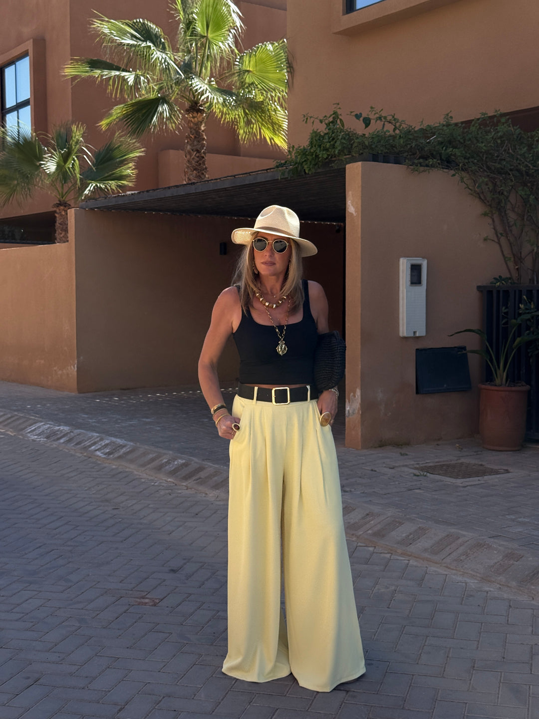 Pantalon palazzo ceinture fluide 190115