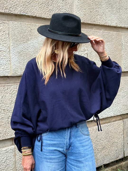 Pull manches loose bleu marine B2022