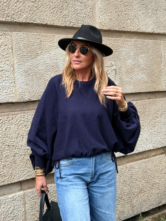 Pull manches loose bleu marine B2022