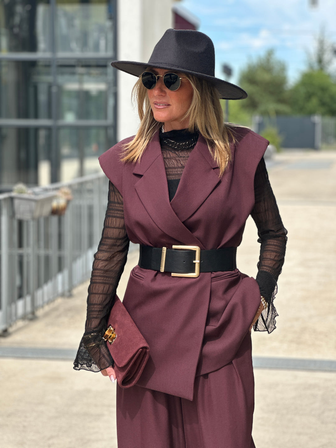 Blazer sans manches Bordeaux 25223