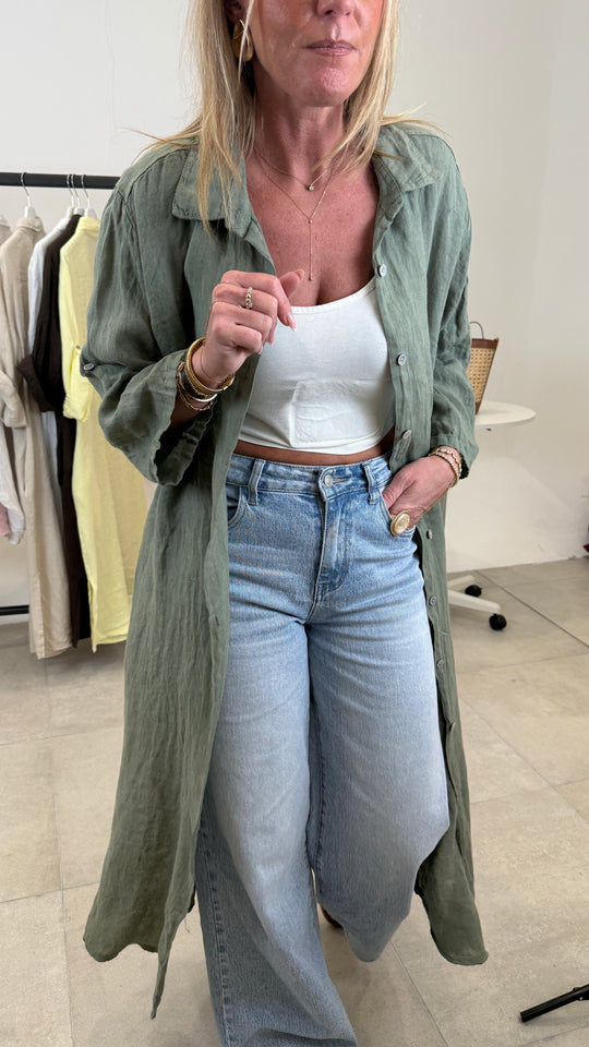 Robe chemiser longue lin 2626