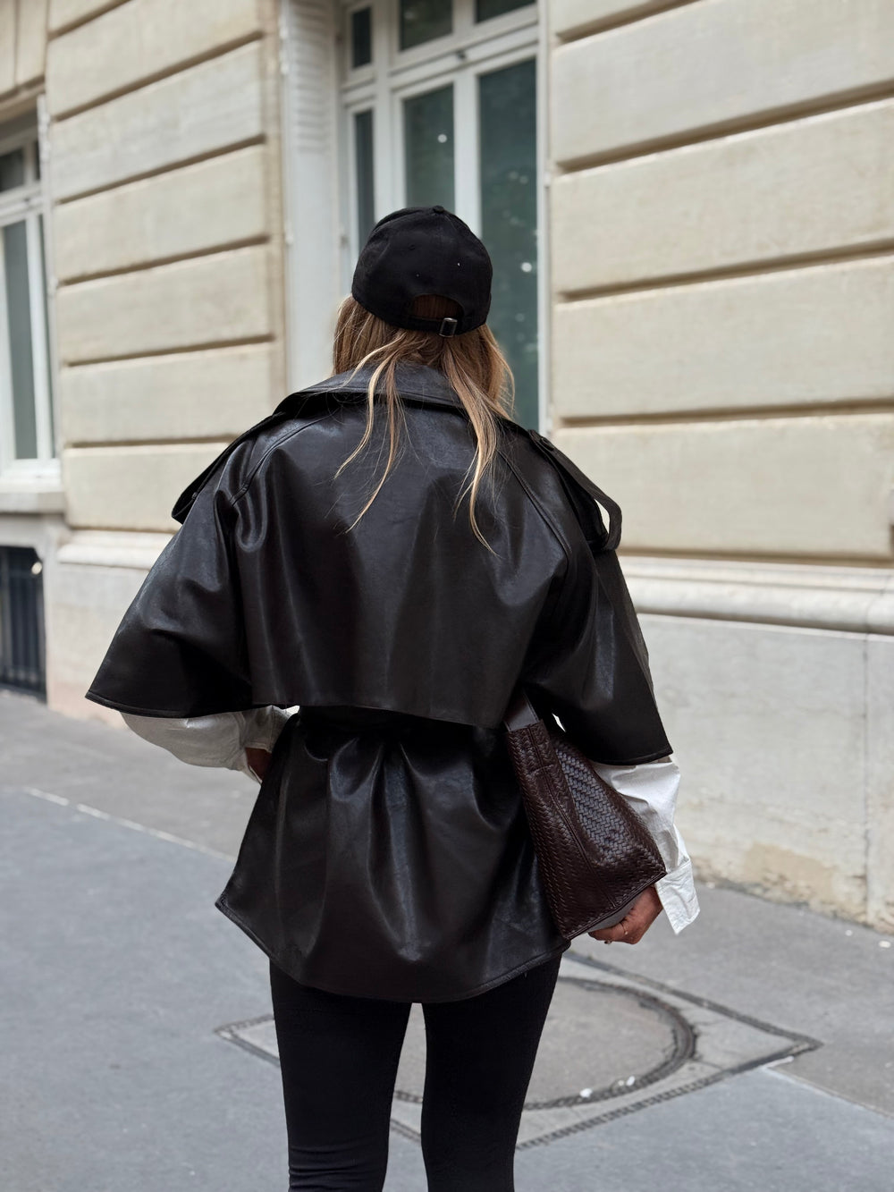 Trench Cape en similicuir Noir 16205