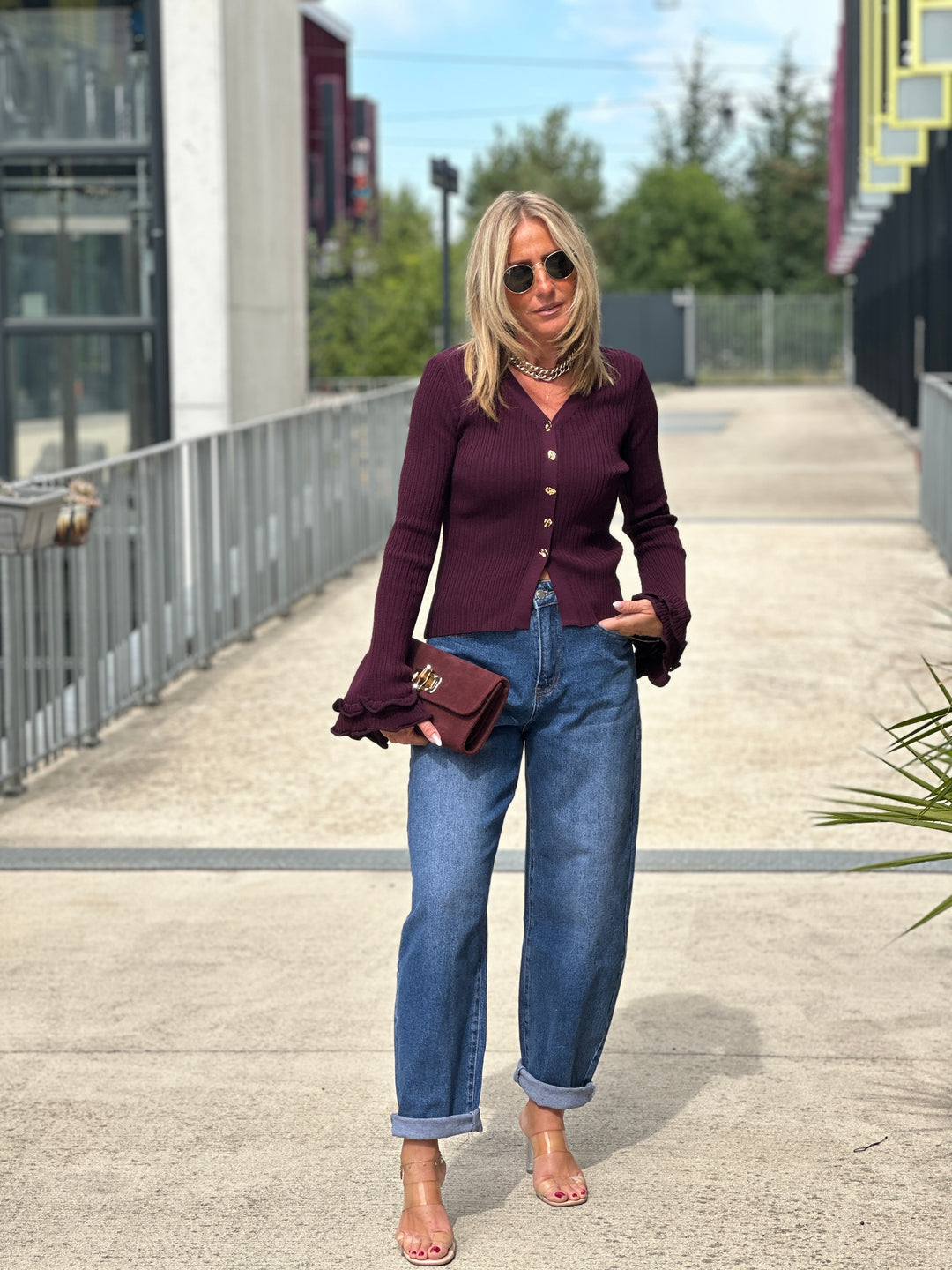 Gilet manches larges M5091 Bordeaux