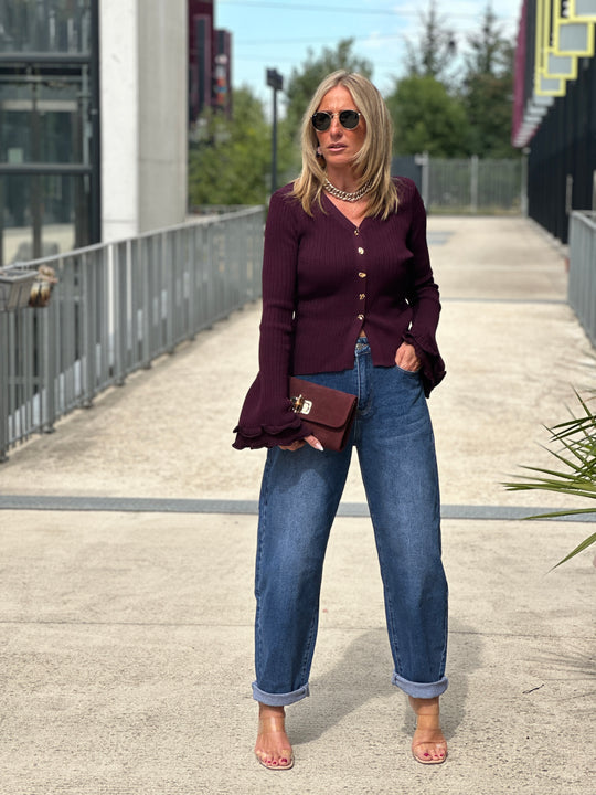 Gilet manches larges M5091 Bordeaux