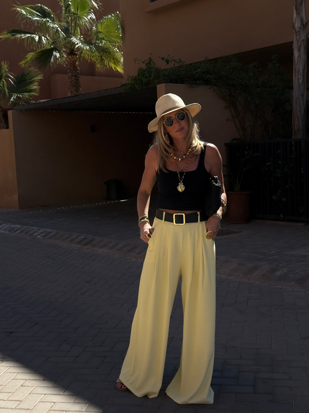 Pantalon palazzo ceinture fluide 190115