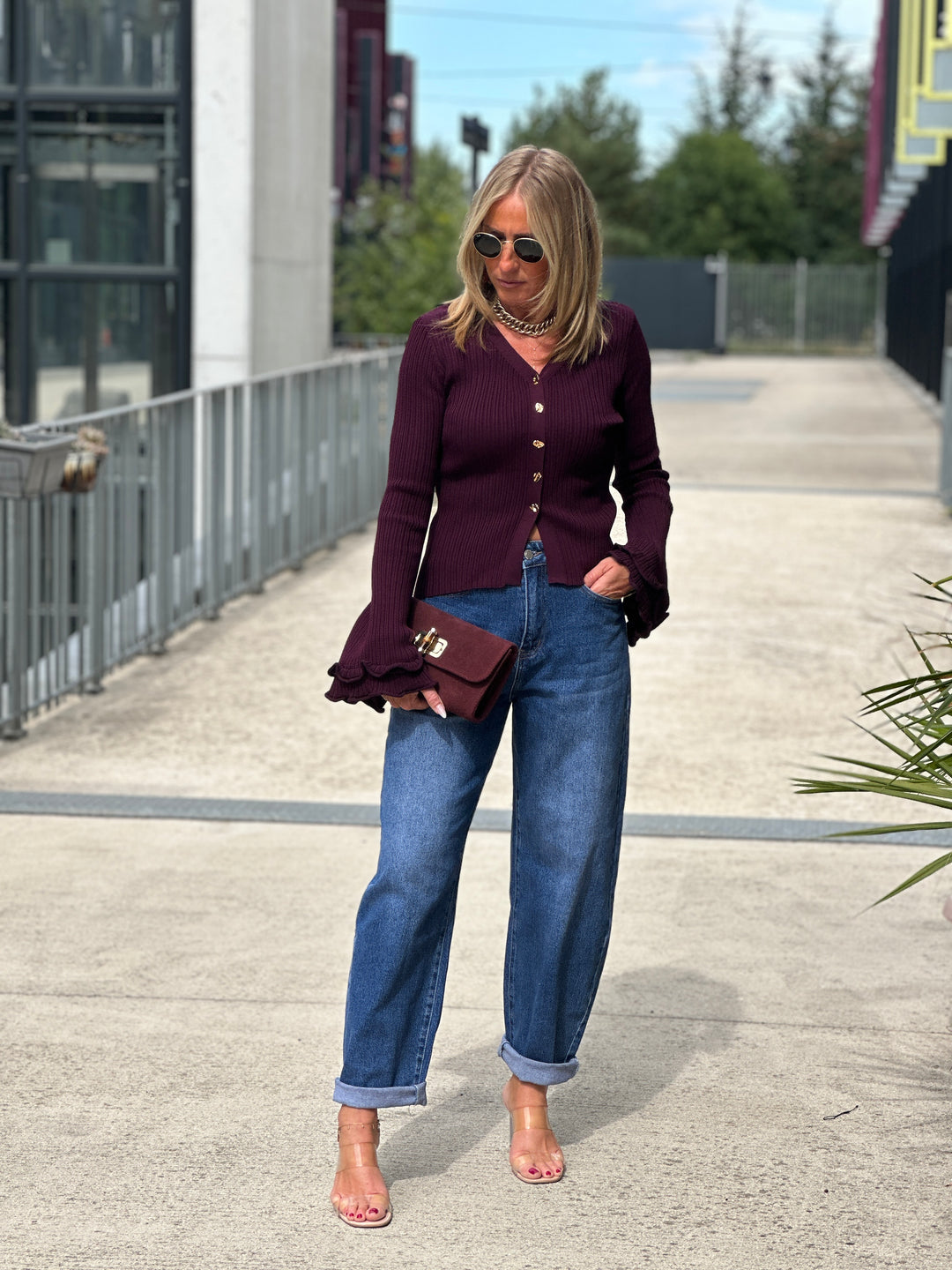 Gilet manches larges M5091 Bordeaux