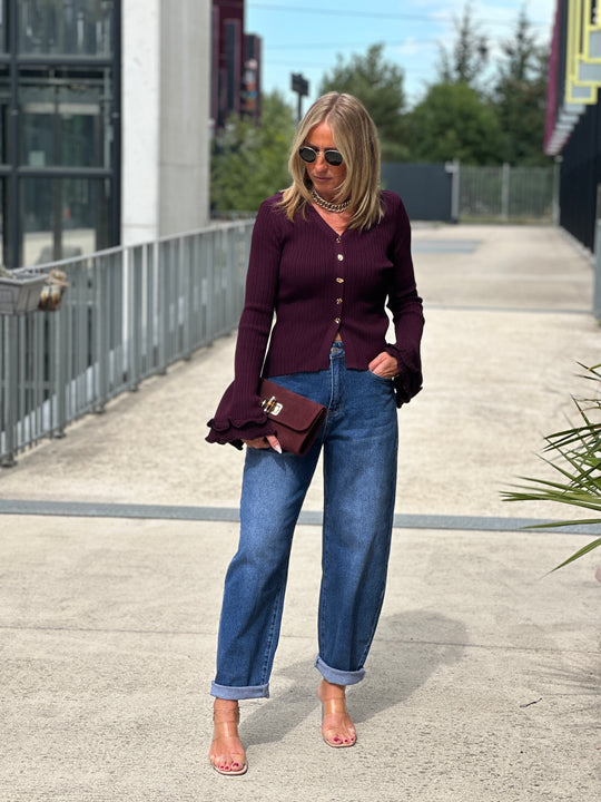 Gilet manches larges M5091 Bordeaux