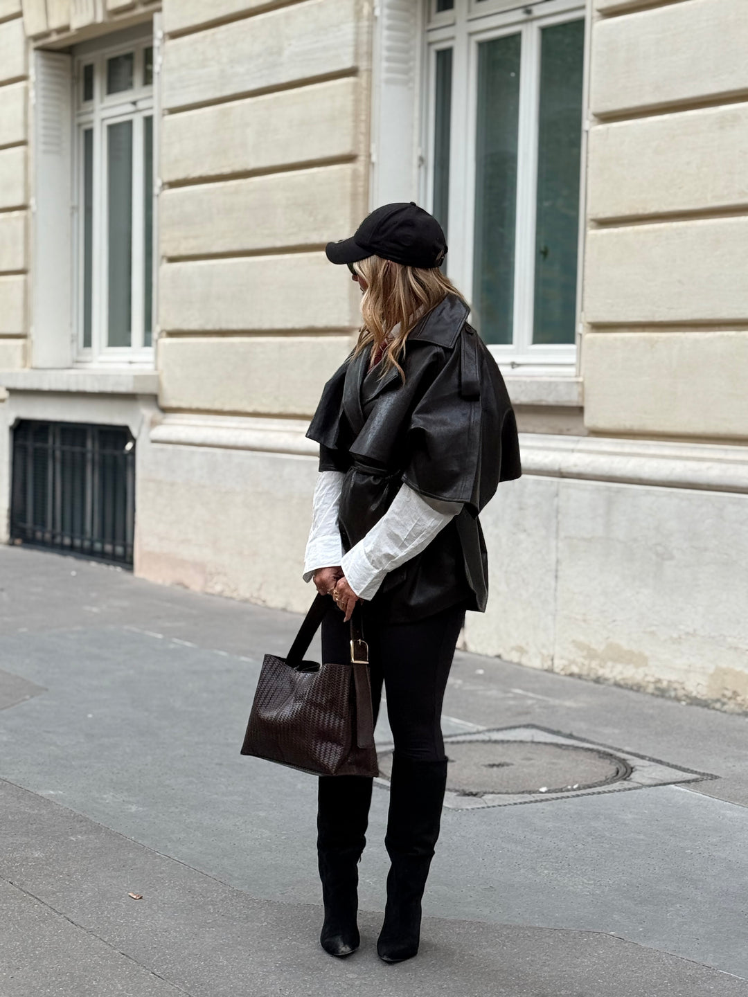 Trench Cape en similicuir Noir 16205