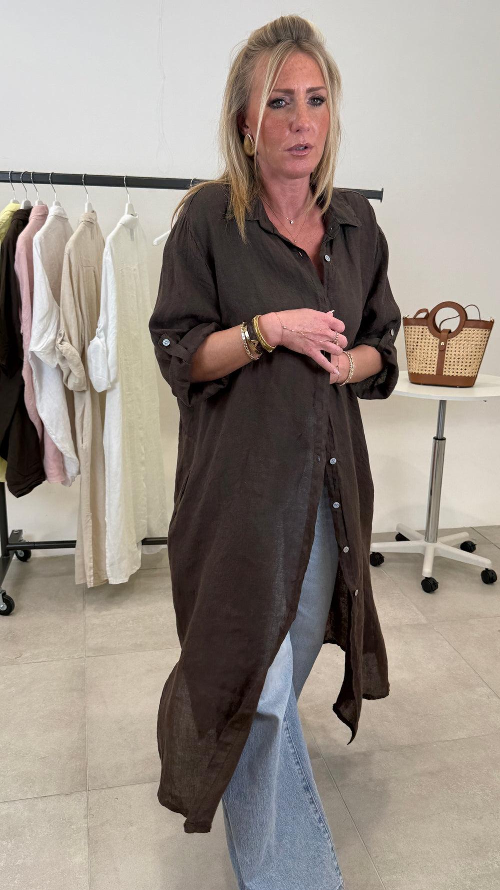 Robe chemiser longue lin 2626