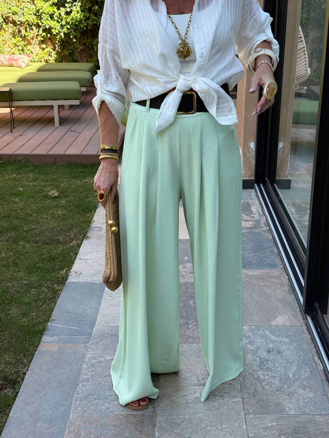 Pantalon palazzo ceinture fluide 190115