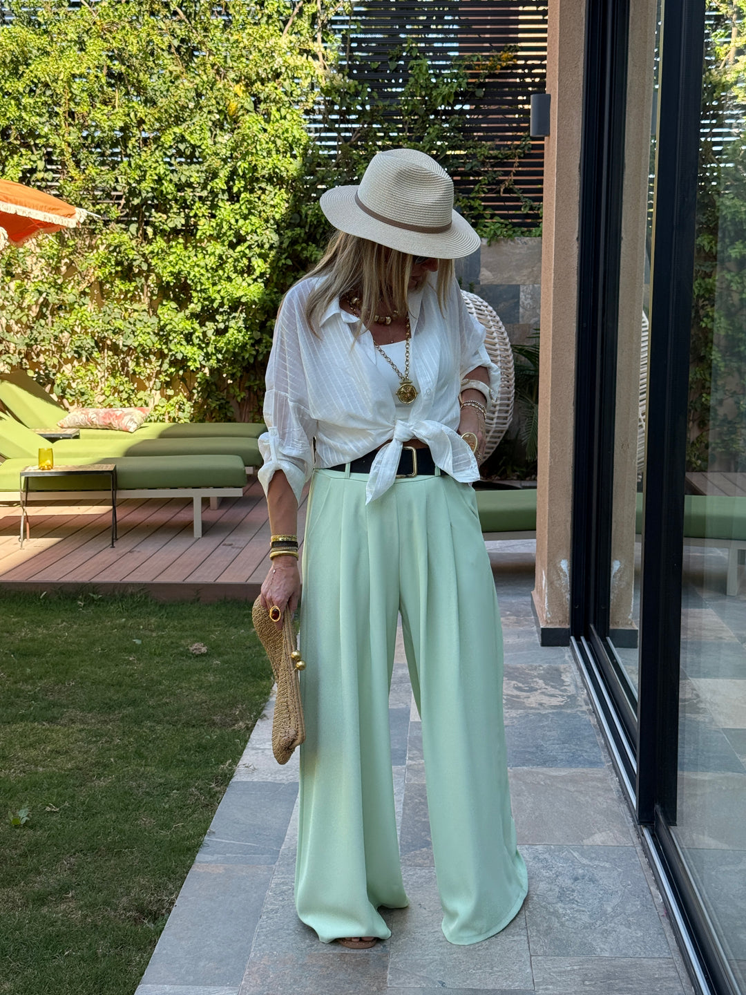 Pantalon palazzo ceinture fluide 190115